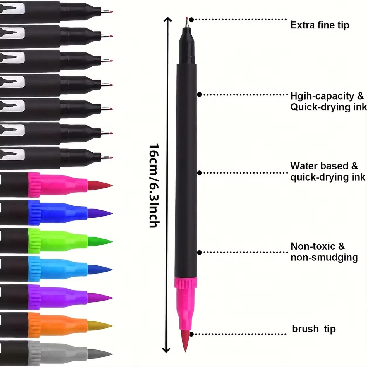 24 to 168 Colors Vibrant Double-Ended Watercolor Markers – Art Set for Drawing & Crafts, Durable Plastic Bodies, Christmas Gift