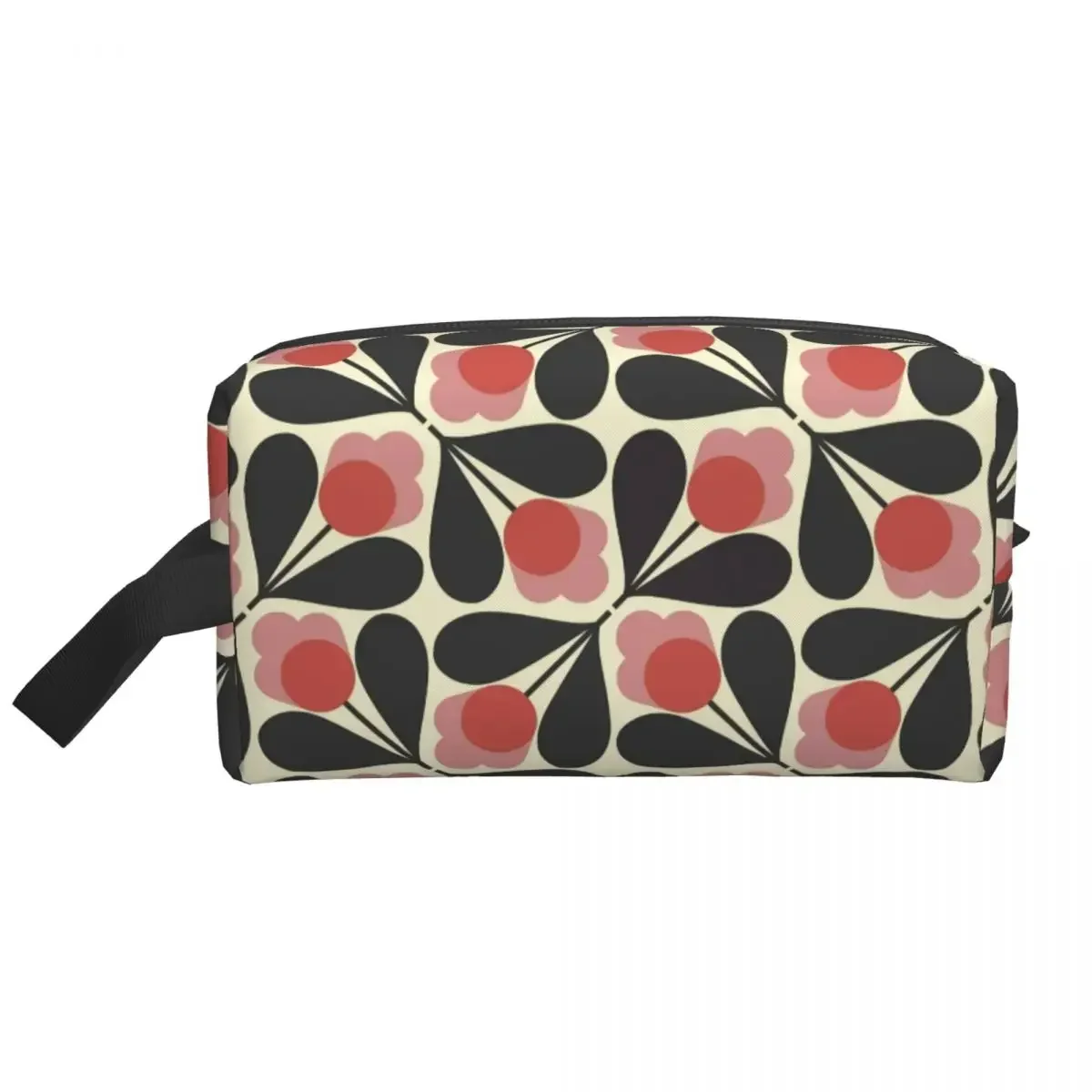 Saco cosmético flor fúcsia personalizado para mulheres, Orange Kiely Print, higiene pessoal de viagem, organizador de maquiagem, armazenamento Lady Beauty, estojo Dopp Kit