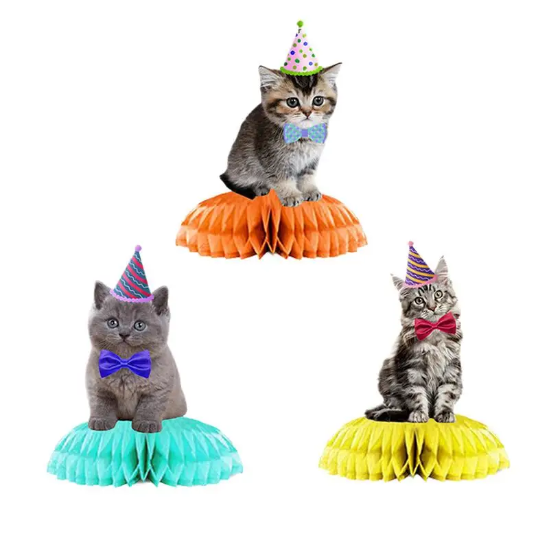 Reusablepet Dog And Cat Themed Honey Comb Centerpieces Decoration Tabletop Decoration Cute Dog Birthday Party Decoration 3 PCS