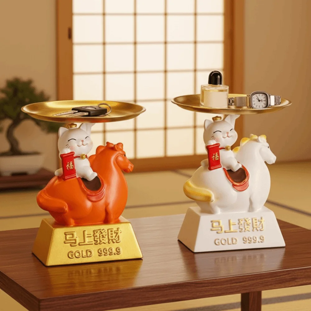 Met lade paard jaar mascotte ornamenten gelukskat opslag dierenriem paard beeldjes cartoon schattig paard figuren ornament nieuwjaarscadeau