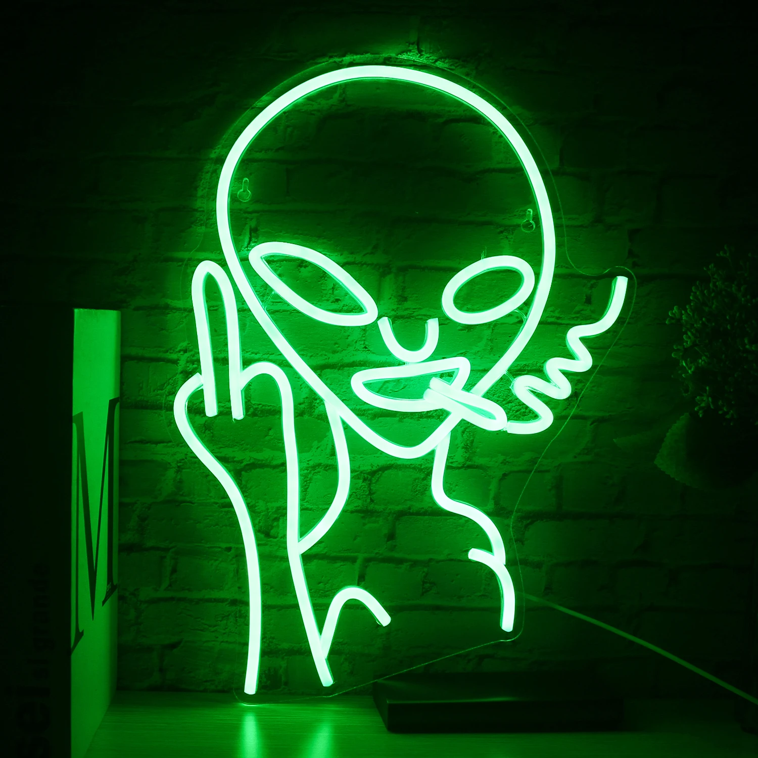 

Green Alien Neon Sign Room Wall Decor Game Room Decor Hip Hop Party LED Sign For Teen Room Hotel Bar Pub Man Cave Light 5V USB