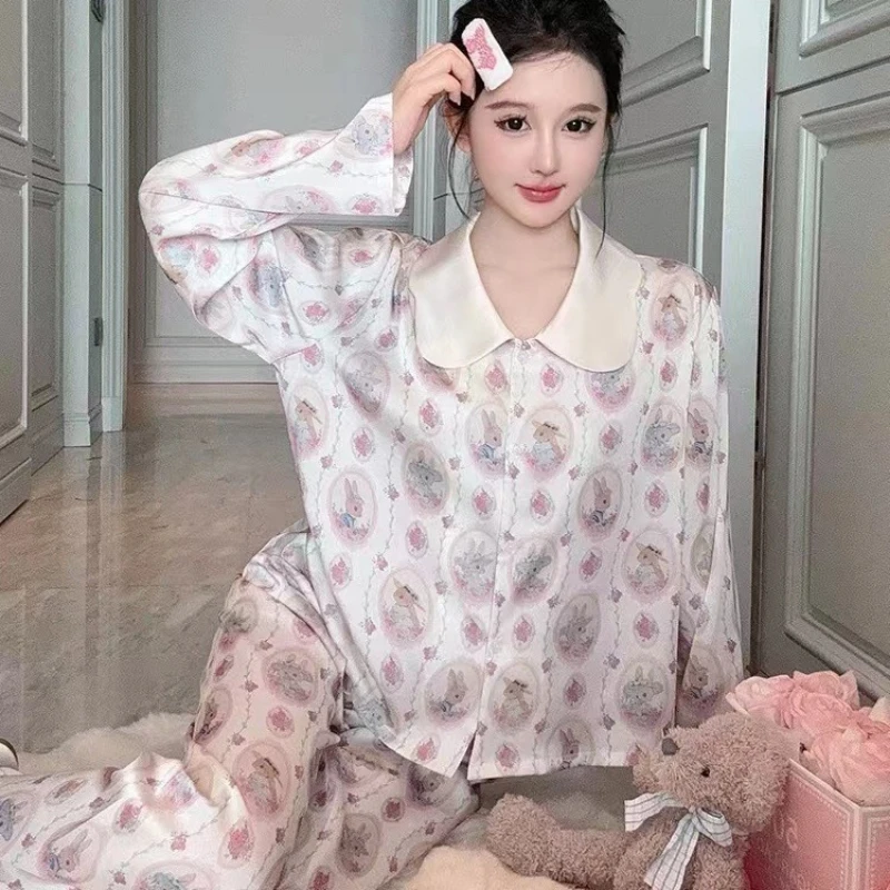 

Pyjamas Women's Clothing Spring Fall Long Sleeve Thin Cartoon Fashion High-end Cute Home Loose Comfortable Breathable Casual