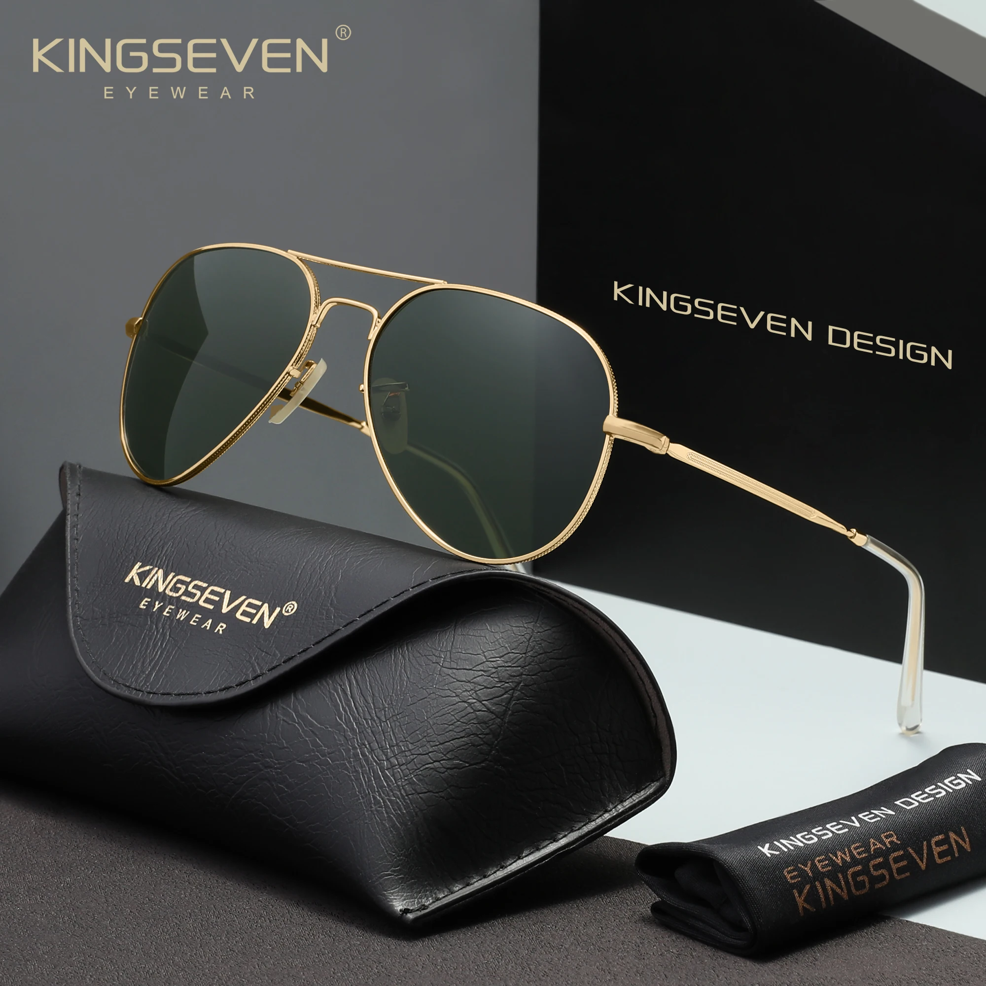 Kingseven piloto masculino óculos de sol polarizado liga quadro uv400 óculos feminino retro luxo masculino feminino condução causal verão óculos