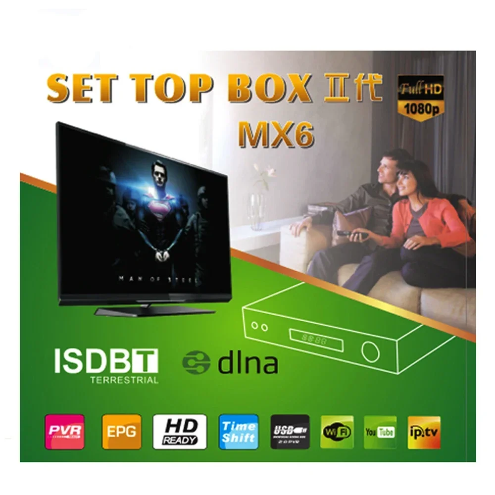 ISDB-T Set Top Box 1080P HD Terrestrial Digital Video Broadcasting TV Receiver for Chile with HDMI RCA Interface Cable