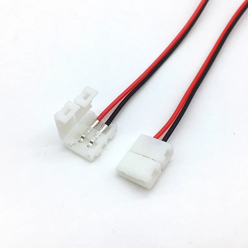 10/20pcs lot No Soldering 2 Pin Led Strip Connectors 8 Mm 10 Mm Power Wire Connector for 2835/5050 Led Strip Wire PCB Ribbon