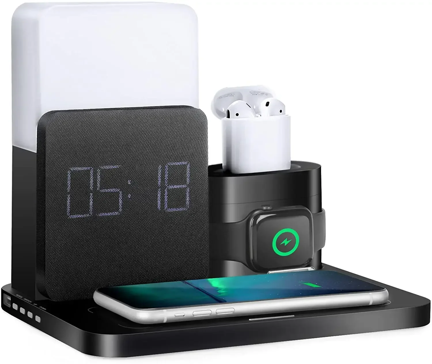 Wireless Charger 3 In 1 Fast Charging Station Digital Alarm Clock  Night Light Compatible for IPhone 13 Iwatch/AirPods Charging