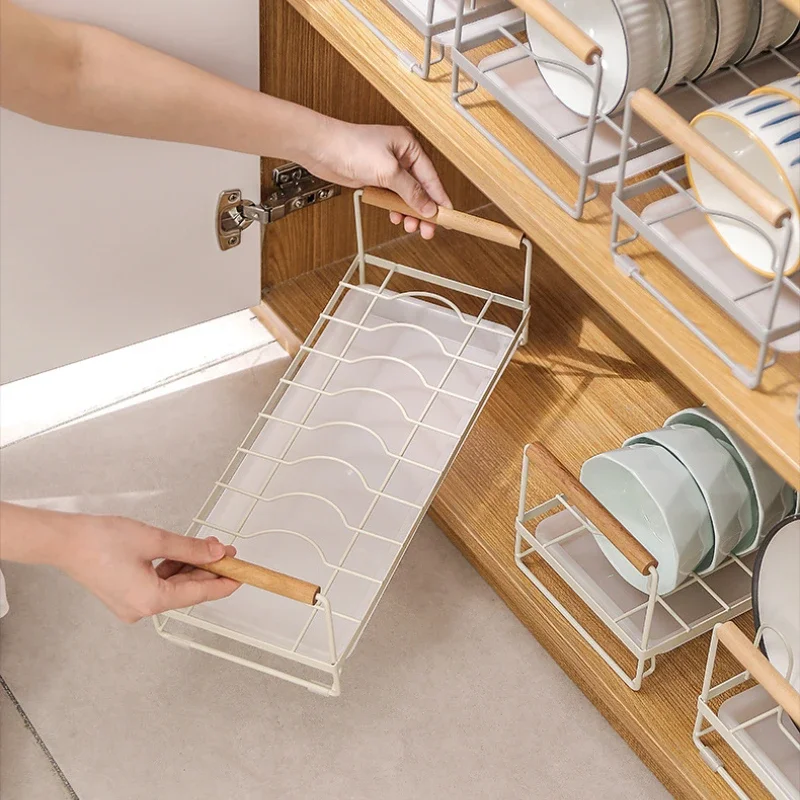 Cabinet Multi-functional Dish Storage Rack Kitchen Simple Punch-free Bowl Dish Drain Holder Shelf Household Table Organizer