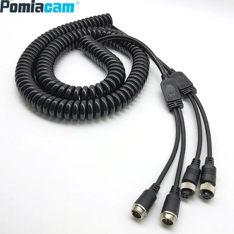 

M12 Полуприцеп Спиральный четырехъядерный авиационный кабель Трехходовой 8 м ПУ Пружинный видеоэкранированный удлинительный кабель с медным сердечником