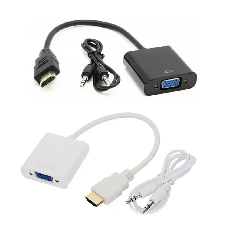1pcs HDMI to VGA Male to Female with 3.5mm Audio Output Adapter Converter Cable for PS3 Xbox360 PC Laptop HDTV 1080P Display