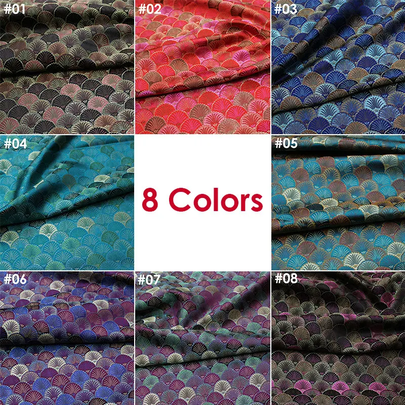 50x75cm Brocade Jacquard Fabric Ginkgo Leaf Design Faux Silk Material For Hanfu Mongolian Robe Cheongsam Costume DIY