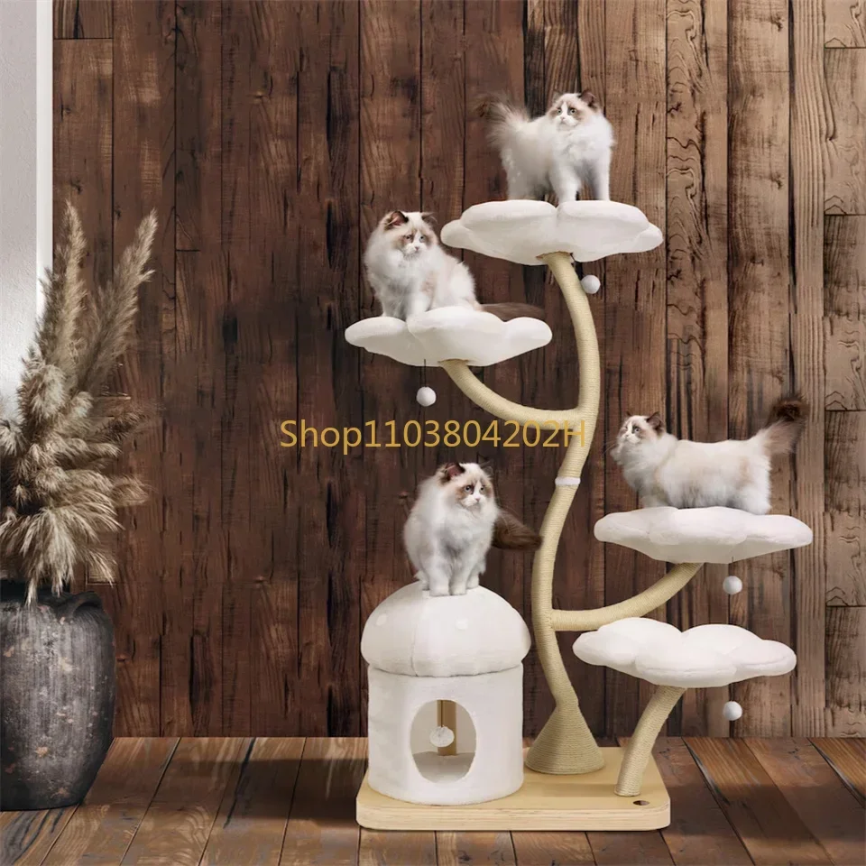 Colorful Wood Cat Tree Tower Climbing Flower Condo With Premium Plush And Sisal Posts Lovely gift  cat Furniture Interactive Toy