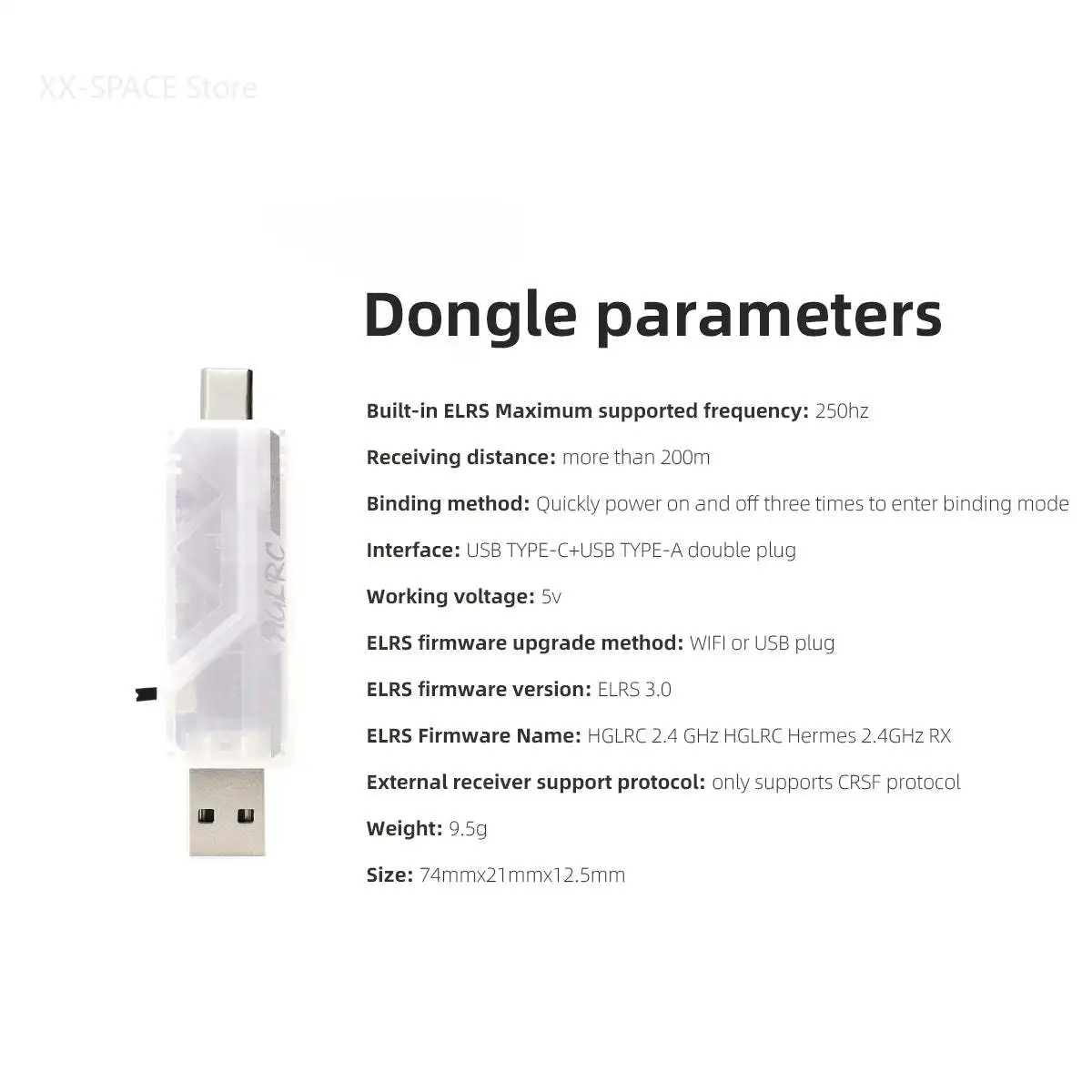 Hglrc C1 리모컨 내장형 500mw Elrs 2.4g Tx 모듈 동글 포함 RC 비행기 FPV 드론 초보 파일럿용