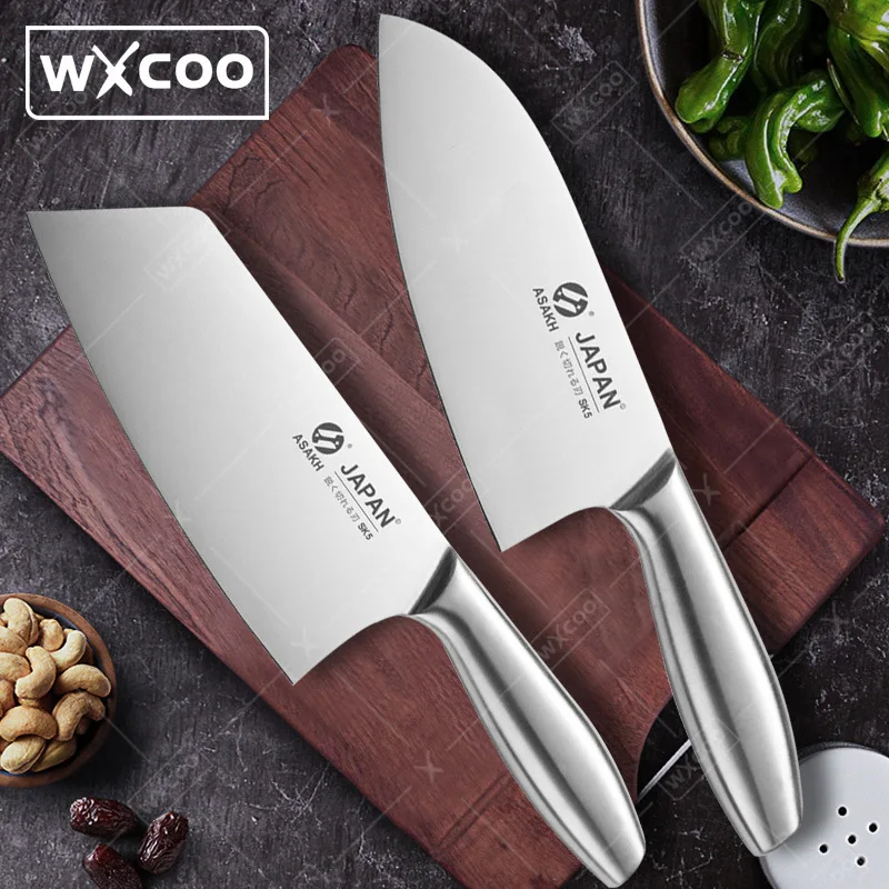 Wxcoo เครื่องปอกผลไม้มีดสแตนเลสอเนกประสงค์สำหรับหั่นเนื้ออเนกประสงค์มีดทำครัวความแข็งสูงมีดเชฟพร้อมกล่อง