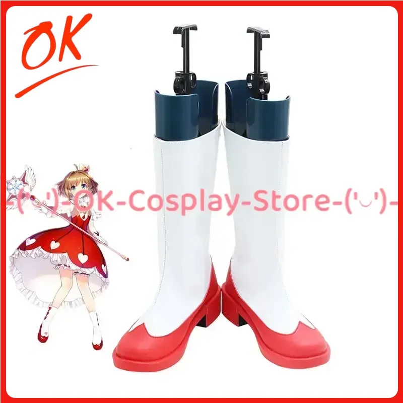 [Customized Size] Cardcaptor Sakura Kinomoto Cosplay Shoes Sakura Anime Roleplay Prop Halloween Carnival Party Boots PU Leather