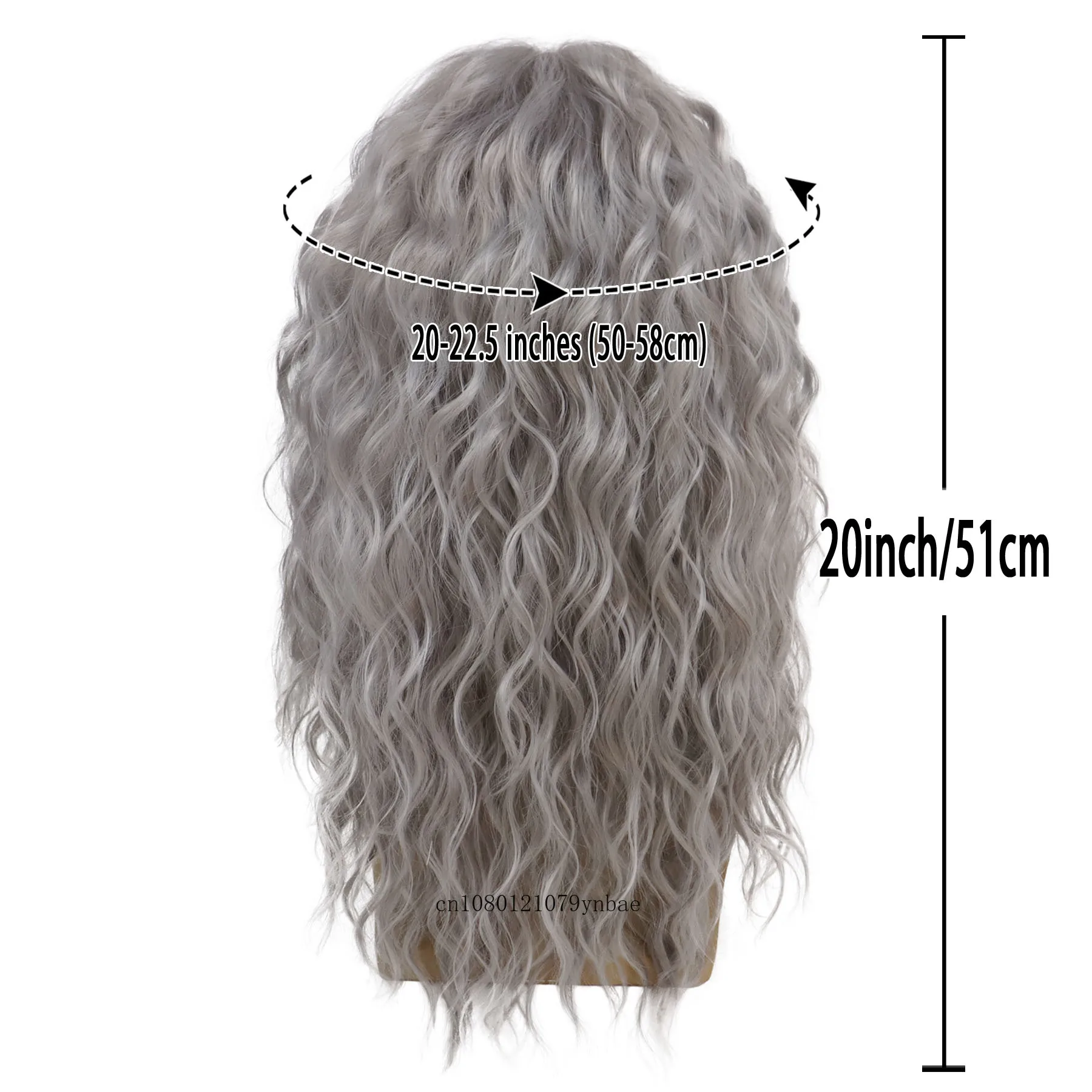 Grey Cosplay Synthetic Wigs for Older Men Halloween Long Wavy Wig with Bangs Natural Wave Carnival Party Hair Replacement Wig