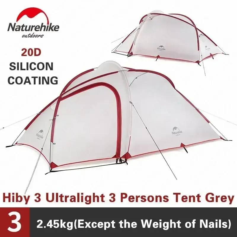 Naturehike Hiby Ultralight Self-driving Camping Tents Double Layers 20D Nylon Tent for 3-4 Families 4 Seasons Outdoor Travel