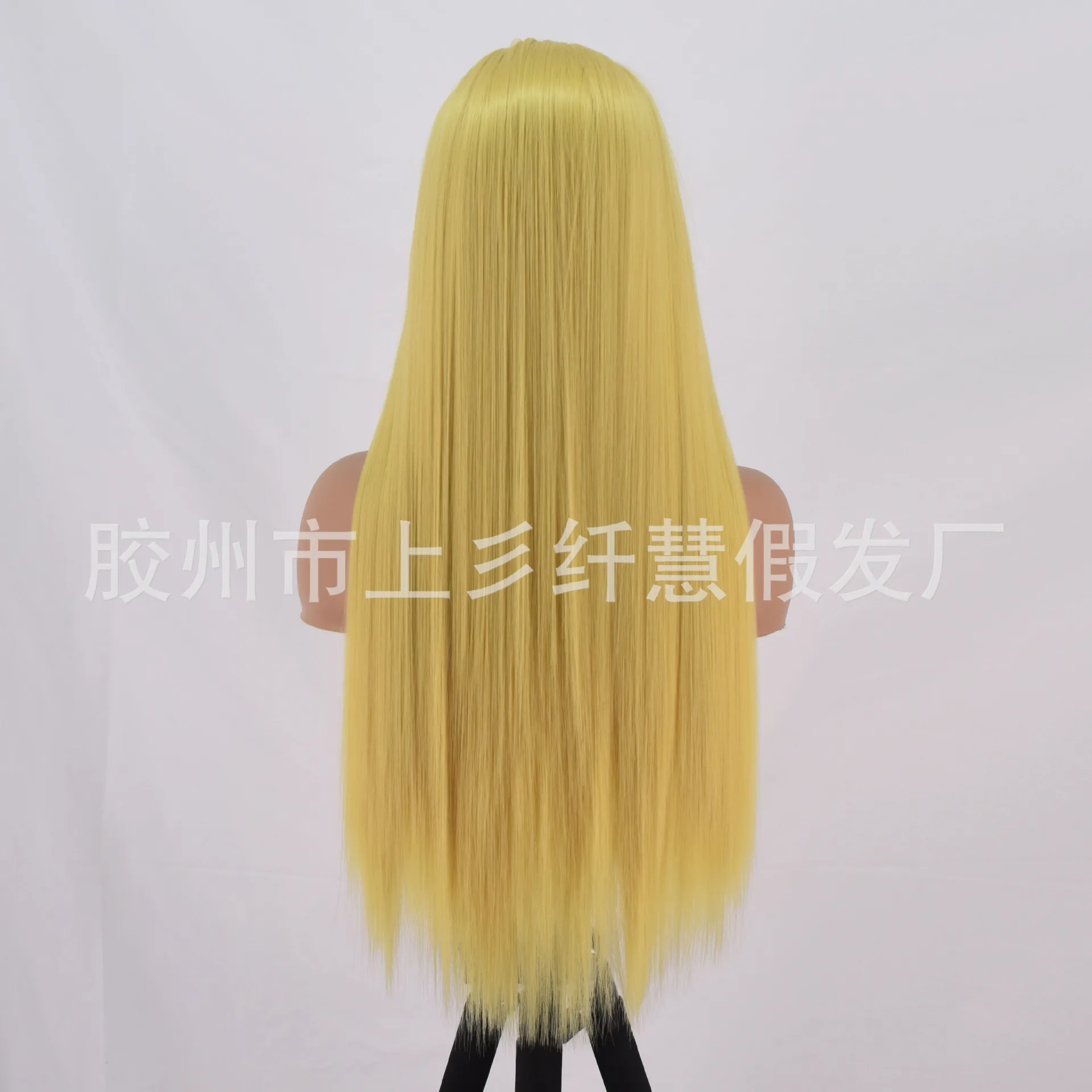Synthetic Lace Front Long Straight Wig Yellow Matte High Temp Fiber Cosplay Party Costume Wigs for Women New Arrival