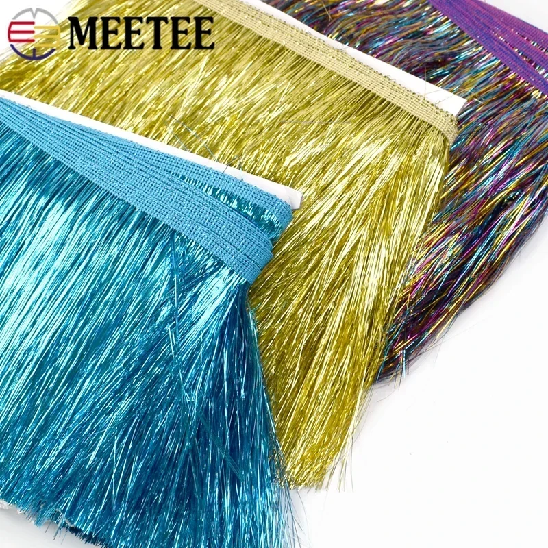 5/10M 10/15/20cm Colorful Brilliant Tassel Lace Glitter Fringe Latin Dress Stage Clothes Decor Ribbon DIY Sewing Accessories