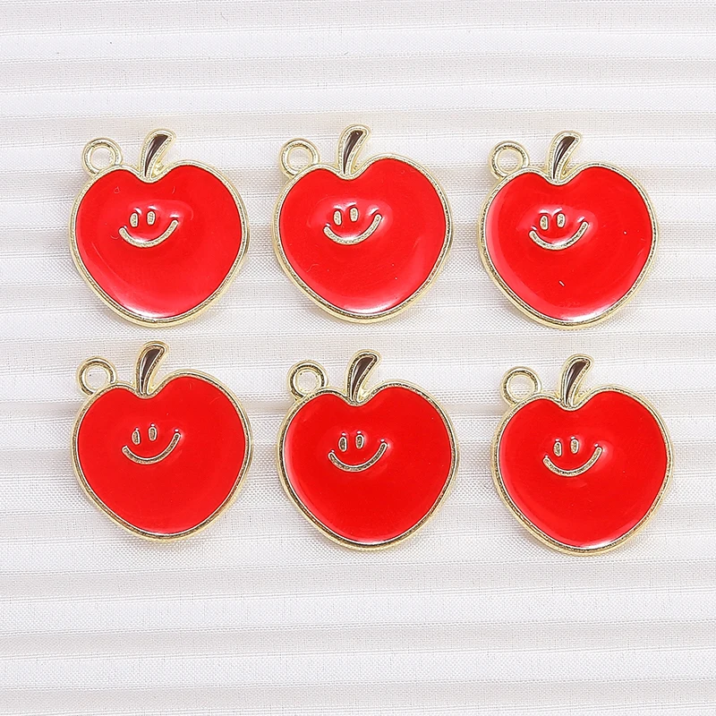10 teile/los Mix Nette Emaille Obst Apfel Kirsche Ananas Traube Charms für Schmuck Machen Frauen Ohrringe Anhänger Halsketten Geschenke – Detail 5