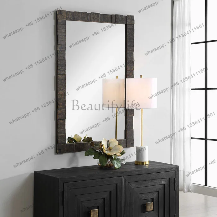 French wooden frame wall-mounted mirror Entrance table custom fireplace decorative mirror