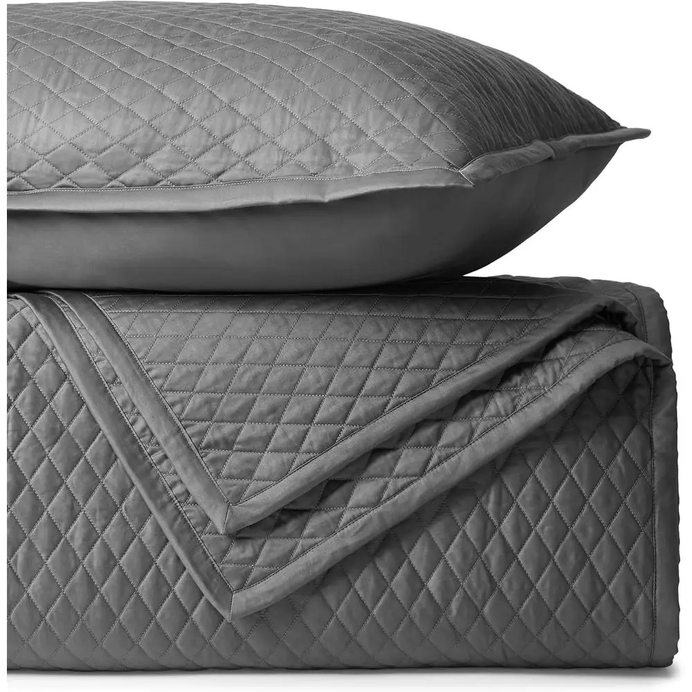 

100% Organic Cotton Quilts Queen Size - Diamond Stitched Quilted bedspreads - All Season Oversized Coverlet Set - GOTS Certiied