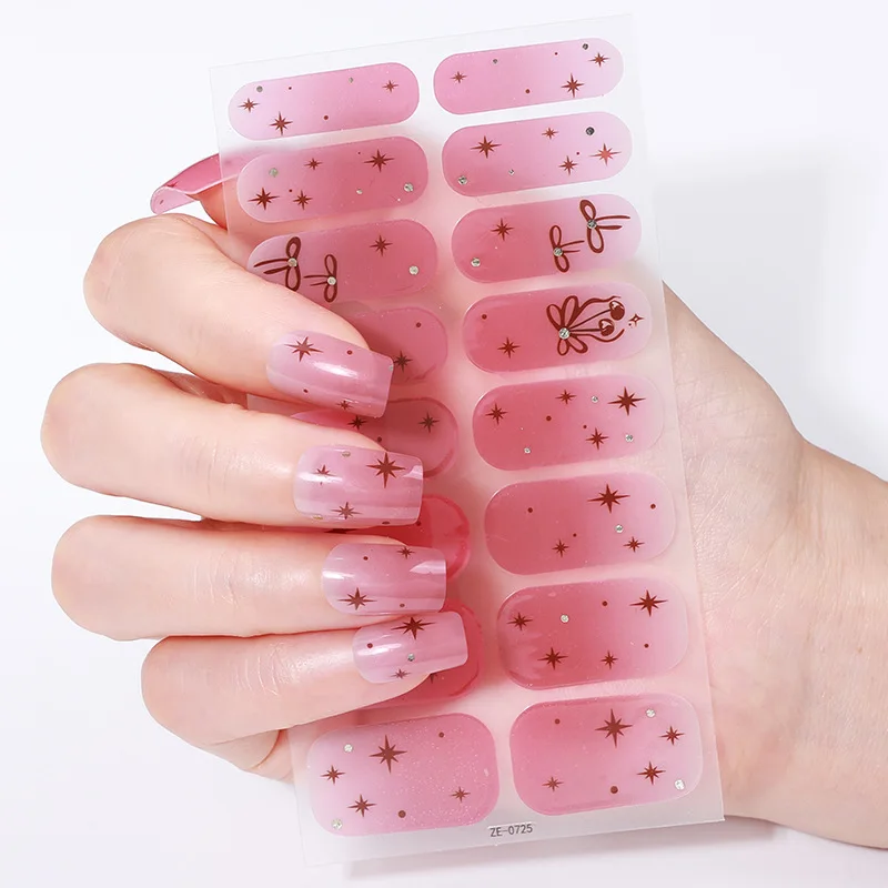 16 tips French White DIY Baking-Free Stripe Lines Nail Stickers Adhesive Nail Strips Slider Full Cover Nail Decoration Decal