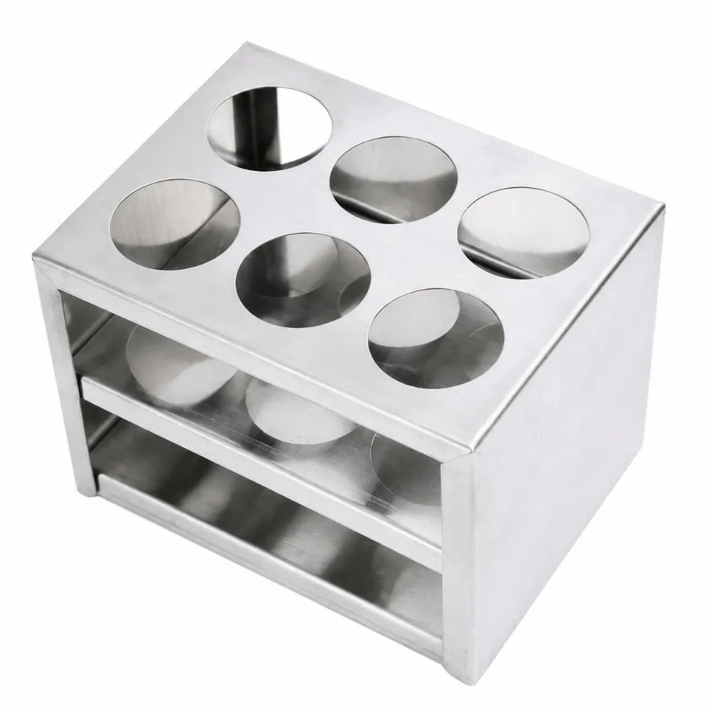 30mm，6 Holes Reusable Metal Tube Rack 6 Holes 30Mm Aperture Sample Tube Holder Solid Round Hole Tube Storage Rack Sample Placing