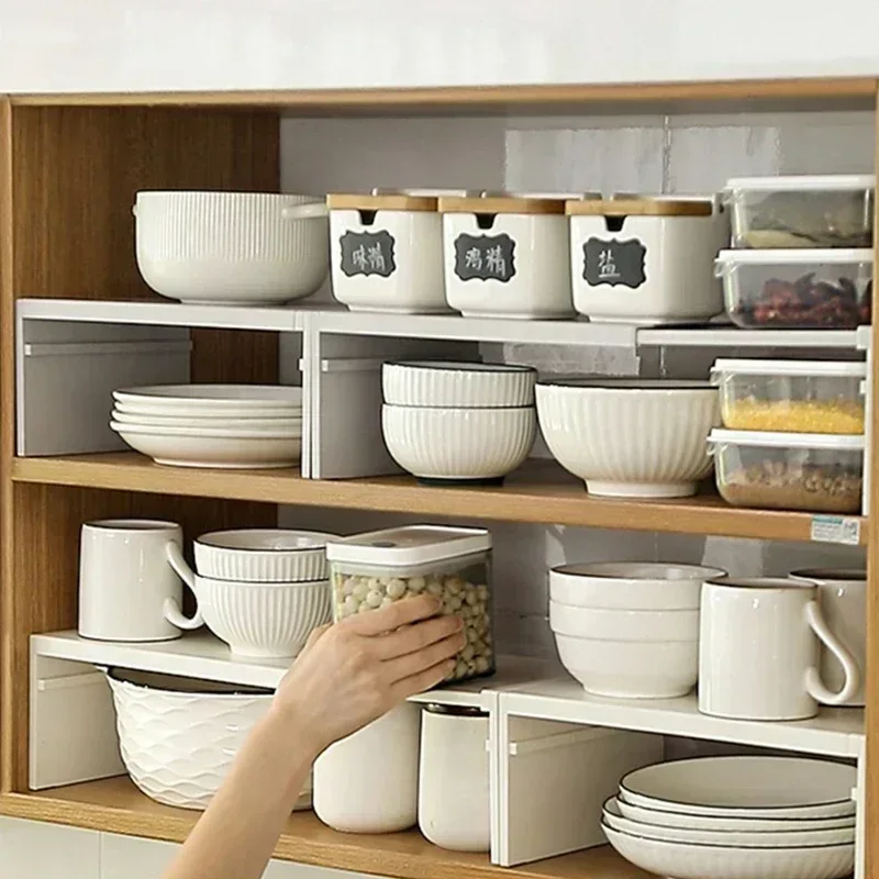 Kitchen Retractable Cupboard Organizer Cabinet Shelf Space Saving Seasoning Bottle Spice Rack Dish Shelf Kitchen Storage Rack