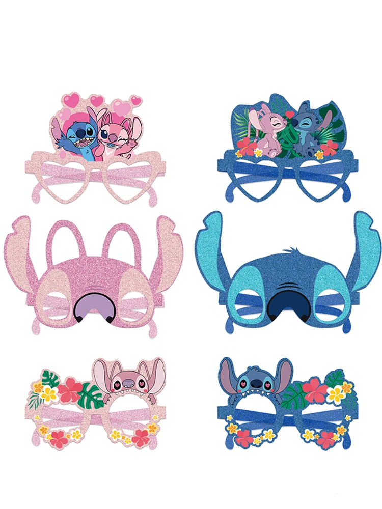 12pcs/set Original Disney Lilo & Stitch Series Paper Mask Cosplay Toys Glasses Decorate Children Birthday Partys Supplies Gifts