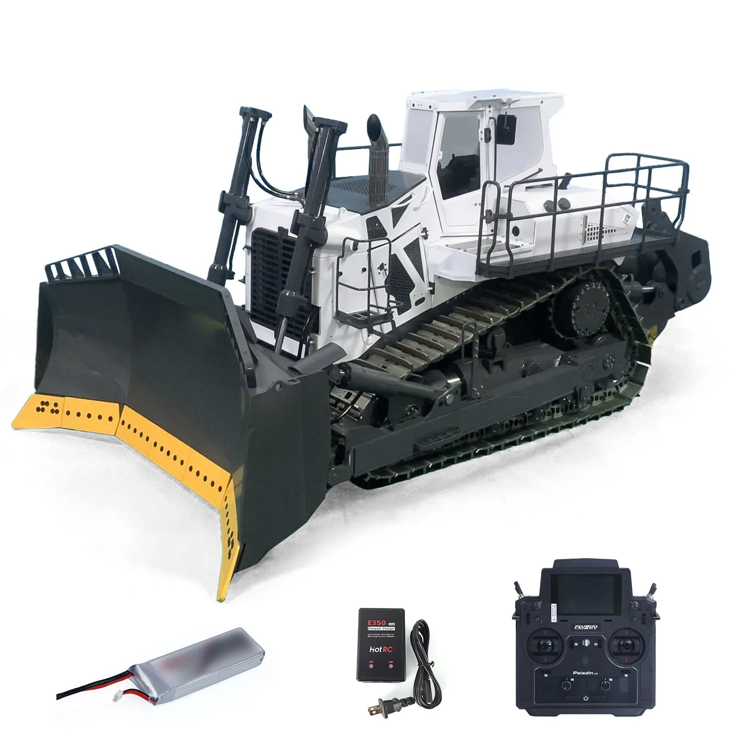 Metal 1/14 Remote Control Hydraulic Bulldozer VAY776 RC Dozer Construction Vehicle 5CH Valve Flysky Radio Battery Light Sound
