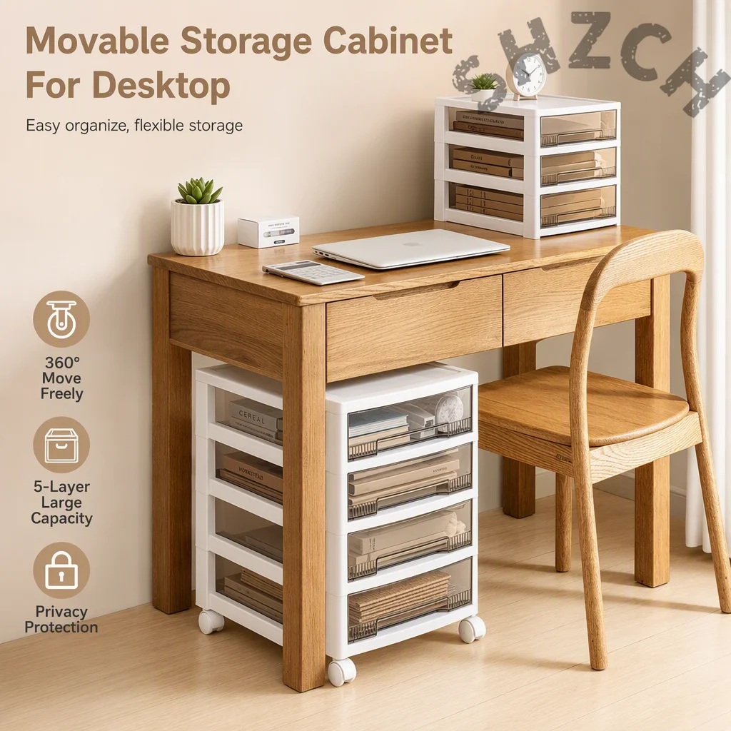 Rolling Plastic Under-Desk Drawer Organizer for Files, Invoices, Tapes, Snacks, Toys, and Sewing Supplies