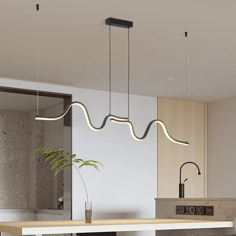 

Nice Minimalist Linear LED Pendant Light Nordic Luxury Hanging Chandelier For Tubular Restaurant Kitchen Office Coffee Indoor La