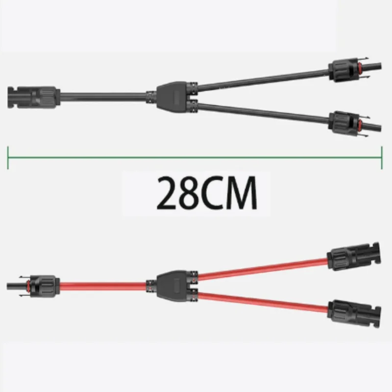 30A Y‑Shape Solar Parallel Cable PV Branch Connector M/FF & F/MM Pair Red Black Solar Panel Power Connection Plug for Photovolta