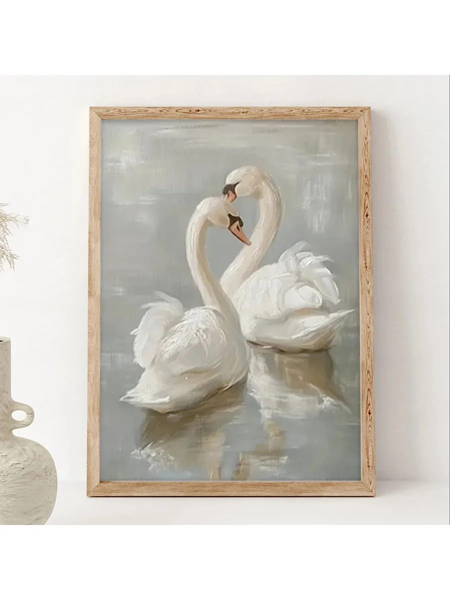 Style moderne deux cygnes mignons impressions sur toile mode histoire d'amour affiche d'art mural pour salon chambre et dortoir décor Cuadros