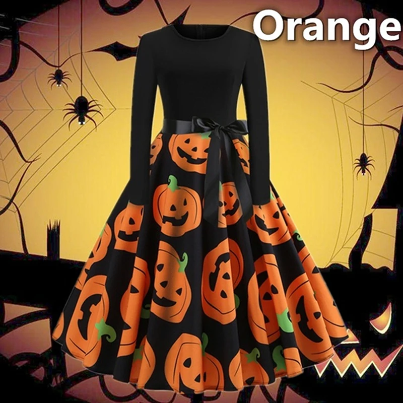 Fancy Pumpkin Halloween Christmas Womens Dress Long Sleeve L Creative Princess Ladies' Skirts Party Skirt Halloween Gifts