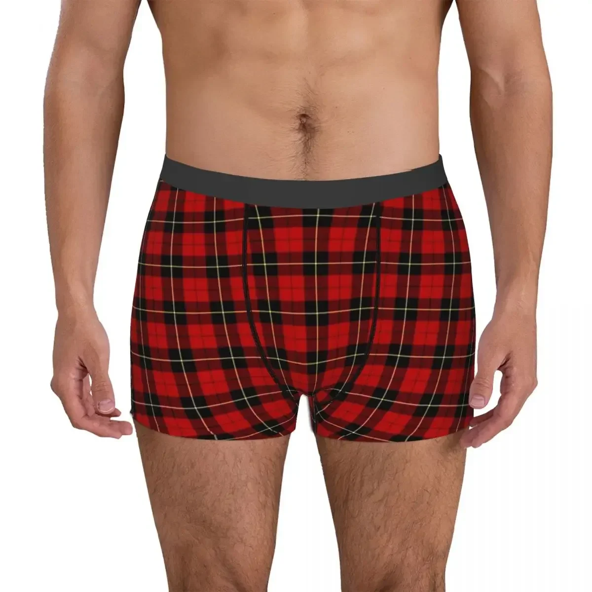 Clan Wallace Tartan Classic Red And Black Plaid Men Boxer Briefs Lattice Highly Breathable Underwear Top Print Shorts Gift Idea