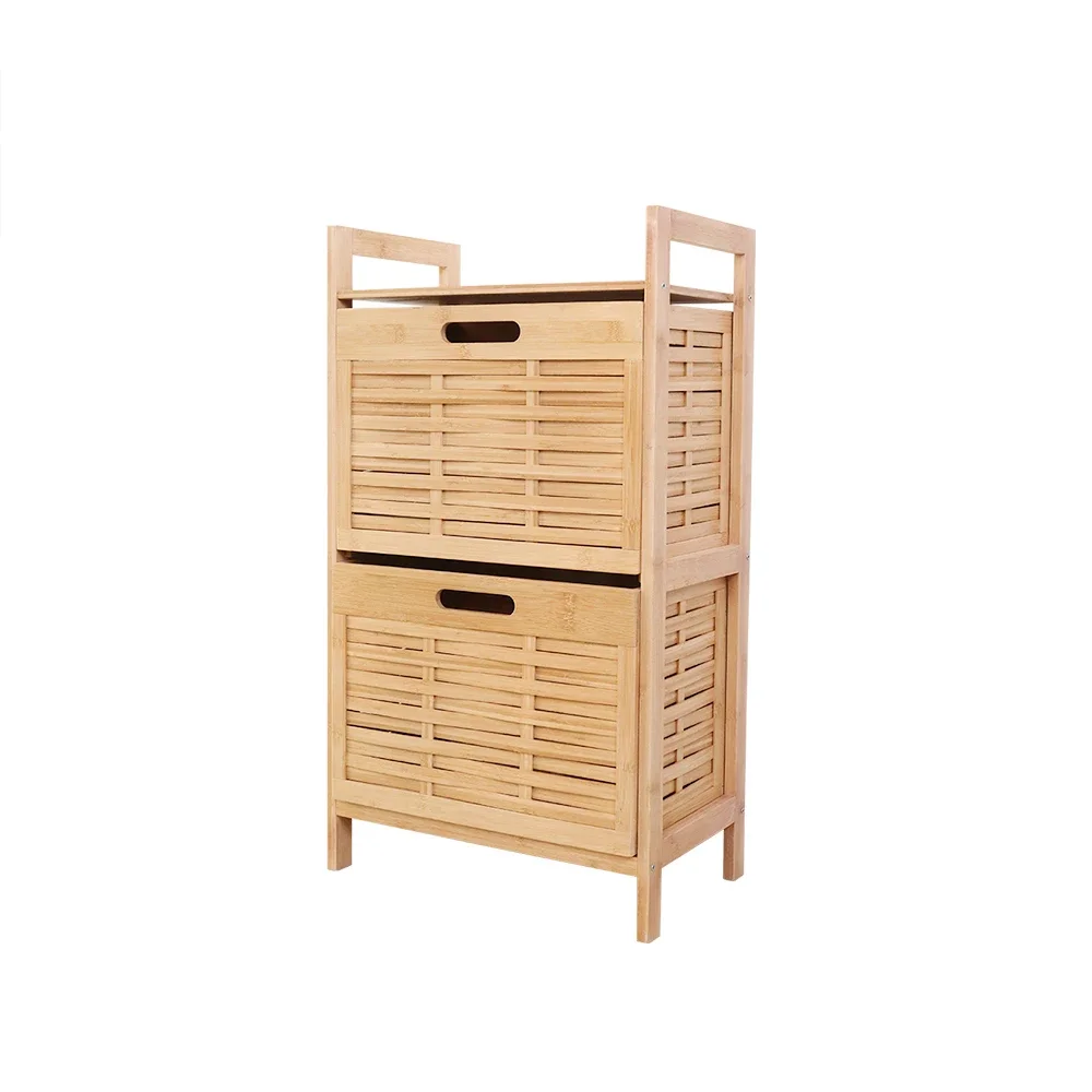 

Bamboo Storage Cabinet With Drawers Bedroom Bedside Table Storage Rack Laundry Basket Dirty Clothes Basket Home Furniture