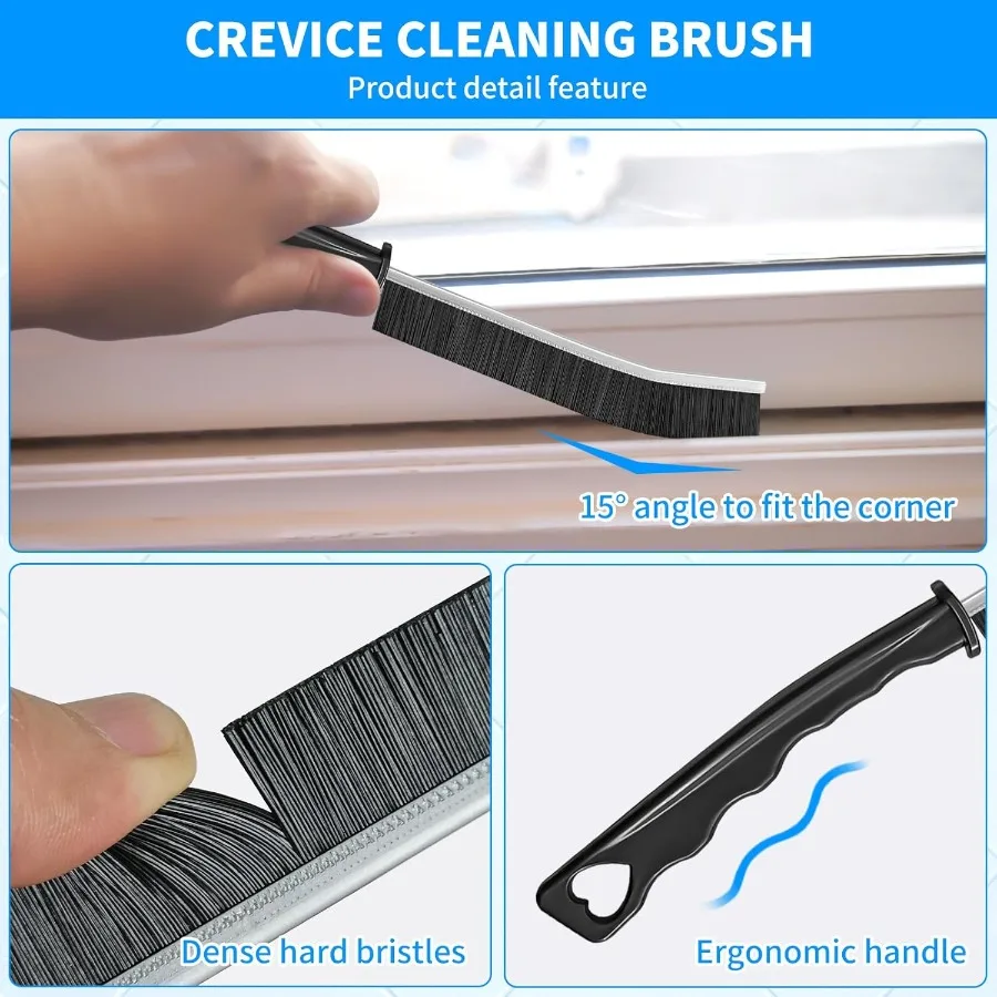 Juego de cepillos para limpieza de grietas, suministros de limpieza profunda para el hogar, perfectos para espacios pequeños, lechada y tareas resistentes, paquete de 12