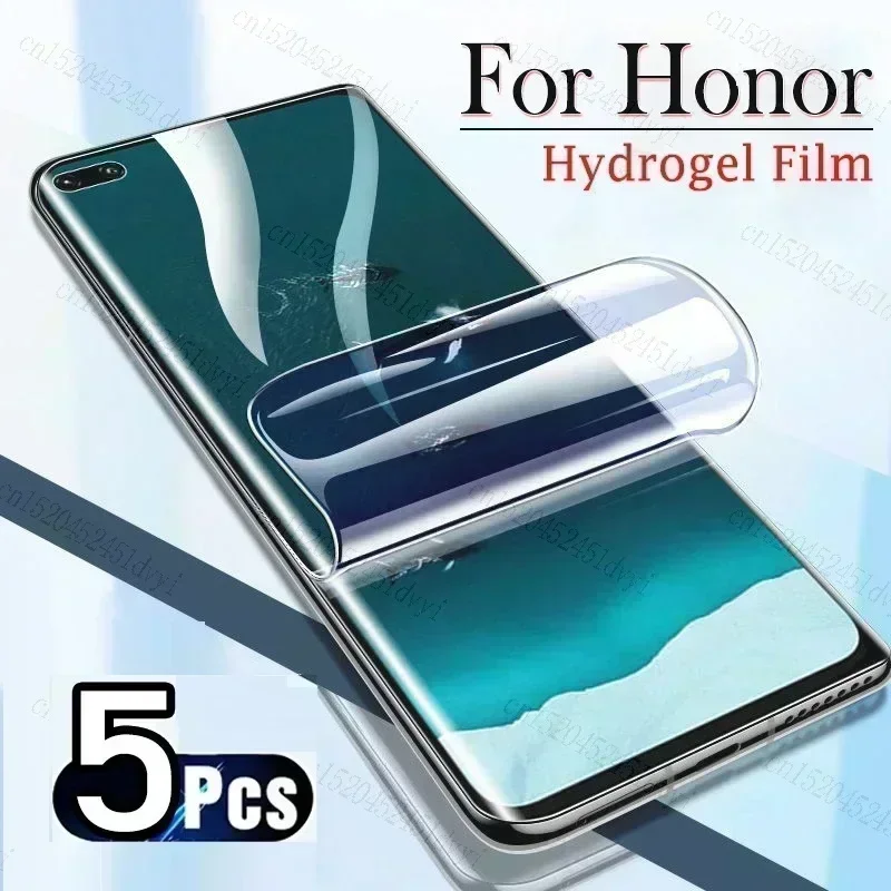 5 قطعة ل Honor 90 50 Lite 80 70 Pro Plus 60SE 80GT غطاء كامل هيدروجيل واقي للشاشة