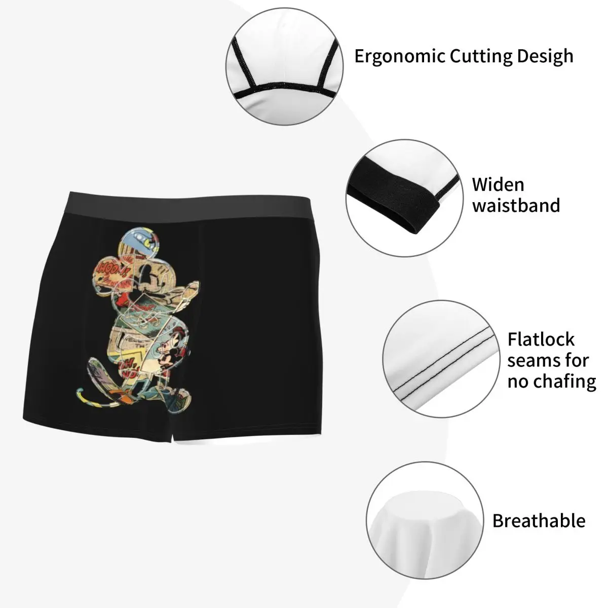 Mickey Mouse Men Underwear Boxer Briefs Shorts Panties Sexy Polyester Underpants for Male