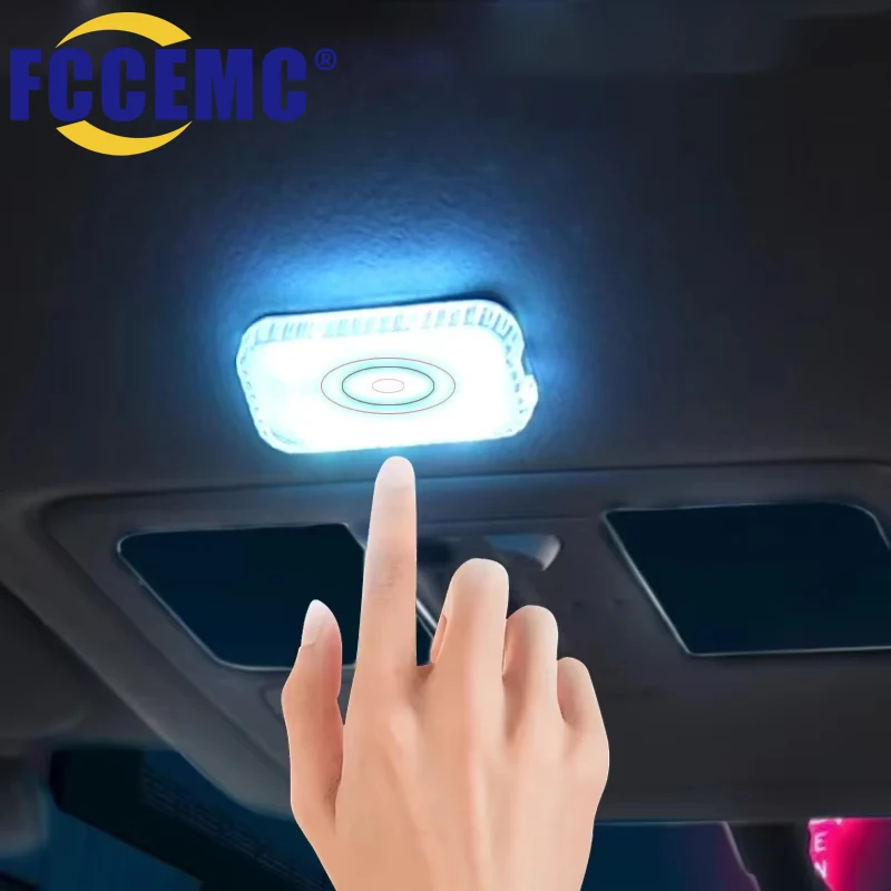 LED 터치 라이트 미니 무선 자동차 인테리어 조명 자동 지붕 천장 독서 램프 문 발 트렁크 보관 상자 USB 충전