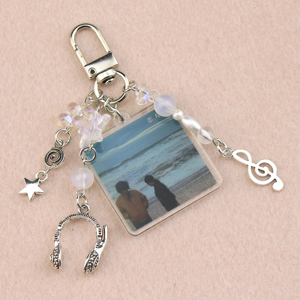 Lovers Lamp Inspired Keychain Y2K Aesthetic Music Album Live Laugh Genso Charms Bag Pendant Decoration Jewelry Collection Gifts