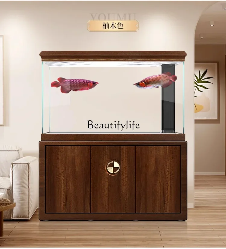 Fish tank living room large ecological bottom filter smart aquarium ultra-white entrance screen