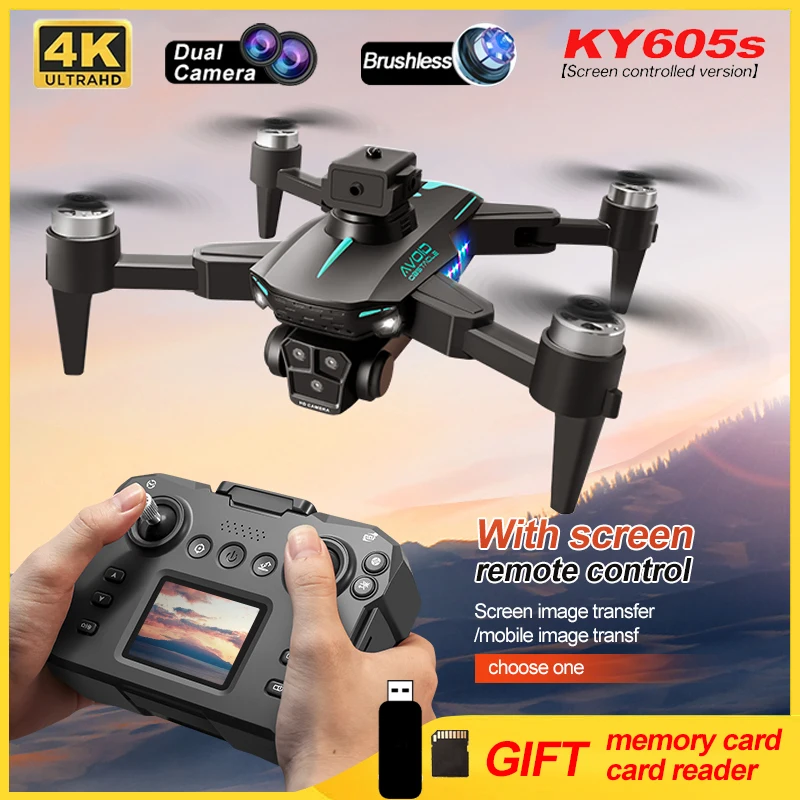 K12 MAX WIFI FPV 4K Three Camera Drone 360 ° Flip Obstacle Avoidance Optical Flow Hover Quadcopter New LCD Screen Remote Control