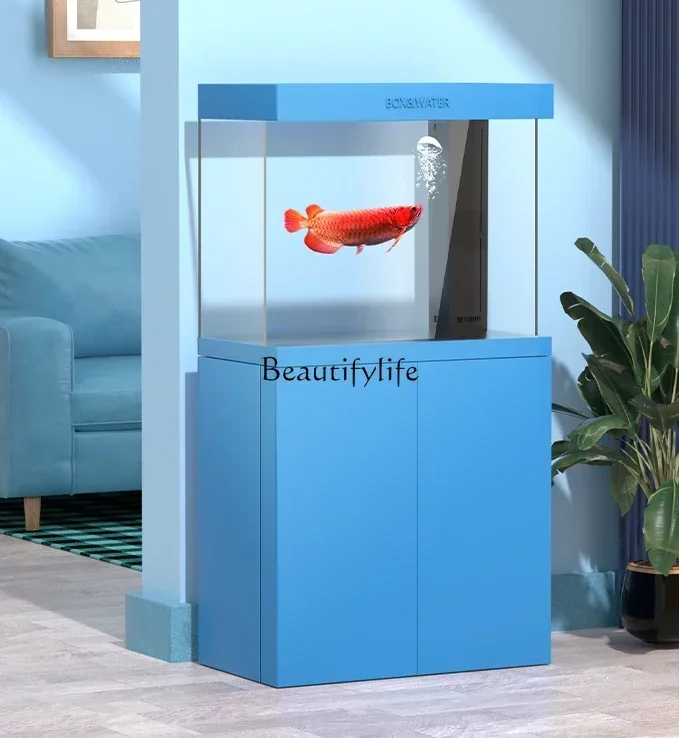 

LD33Small and Medium-Sized Fish Tank Living Room Office Change Water Household Ultra-White Glass Bottom Filter Koi Cylinder
