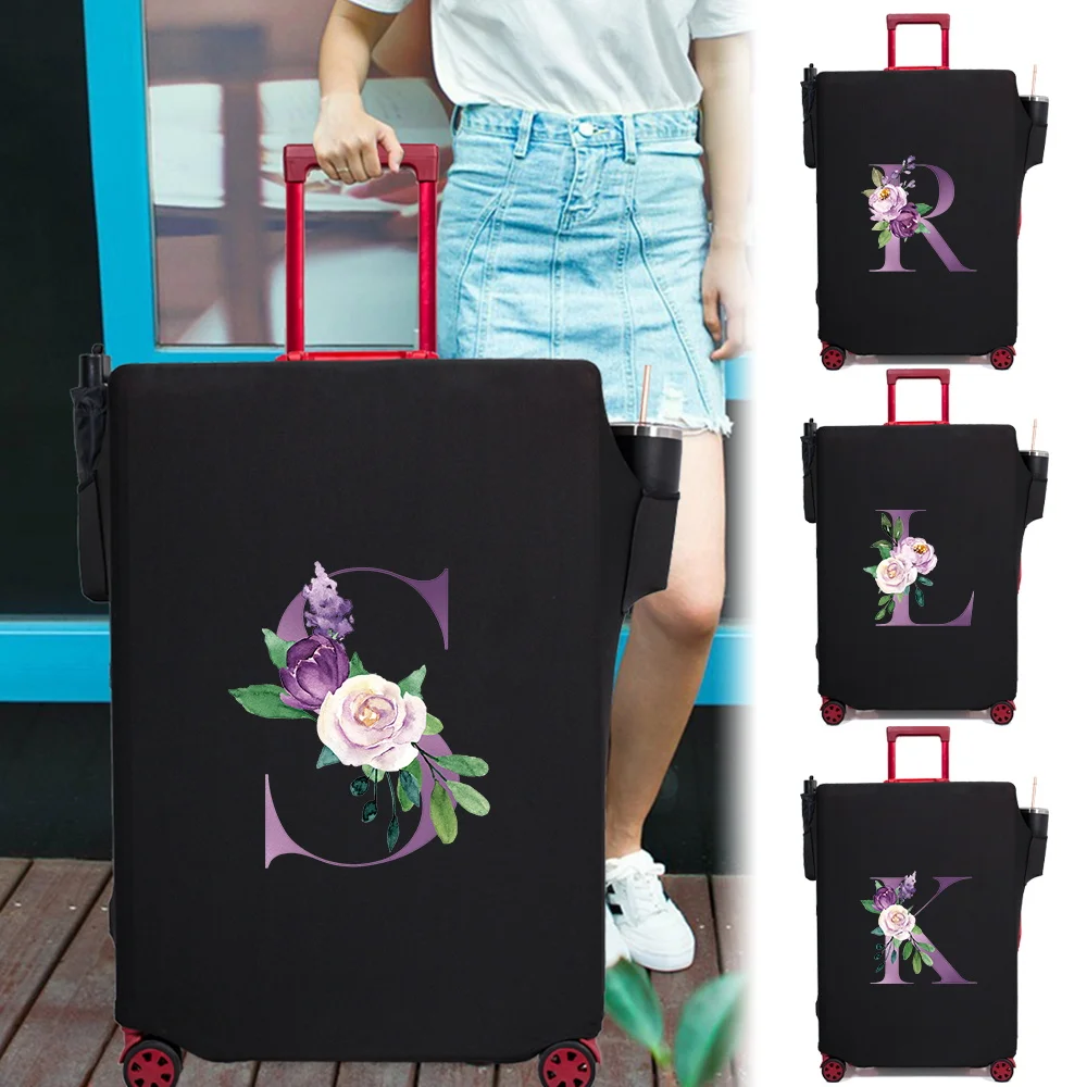 

Luggage Compartment Protective Cover Black Wear Resistant Fabric Dust Cover for18-32Inch Travel Case Covers Purple Letter Series