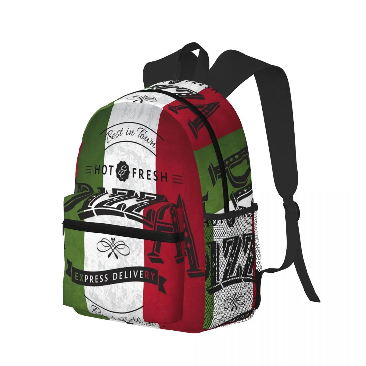 Retro Italian Flag Pizza Italy Pride Student Backpack School Bag Hiking Travel Daypack for Boys Girls Bookbag Shoulder Bags
