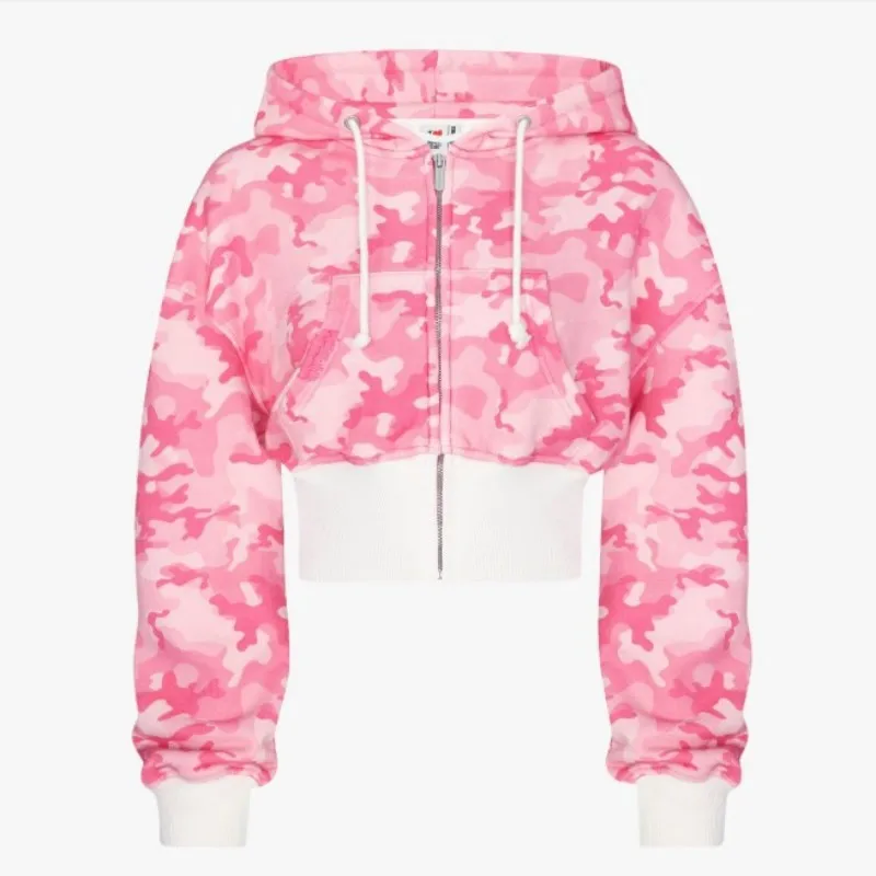 الأوروبية والأمريكية stijl gedrukte التمويه روز هوديي jas كورتي سليم صالح مجموعة modieuze عارضة الرياضة فاسق لطيف أعلى