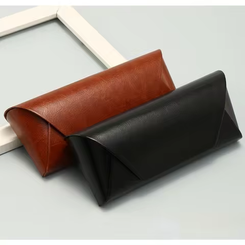 Advanced Portable Glasses Case Simple Retro Literary Leather Handmade Storage Anti-Pressure Myopia Sunglasses Storage Box