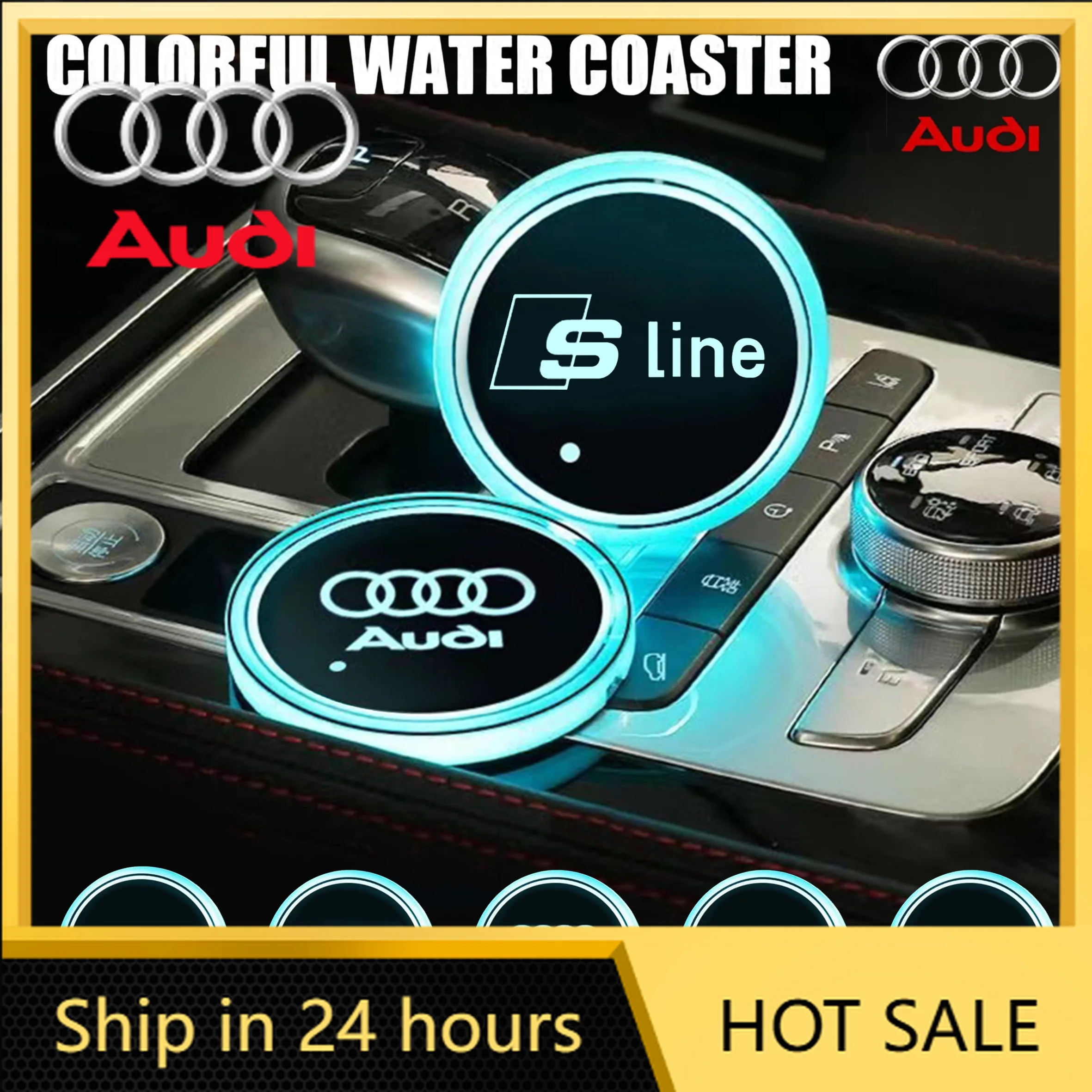 

2 шт./компл. светящихся подставок для автомобильных стаканов, держатели для кружек, аксессуары для автостайлинга для Audi Sline A1 A3 A4 A5 A6 A7 A8 B5 B6 B7 B8 C5 C6 C7 D2 D3